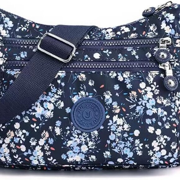 Nylon Floral Multi-Pocket Crossbody Purse Bags for Women Travel Shoulder Bag - Picture 1 of 6